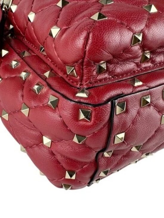 Auth Valentino Garavani Rockstud Backpack Red/Gold Leather/Metal - z9017 main image 13
